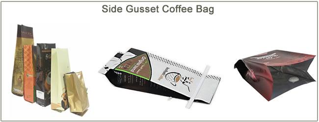 Food Grade Box Pouch Coffee Bag Custom Printed Plastic Aluminum Foil Side Gusset With Valve