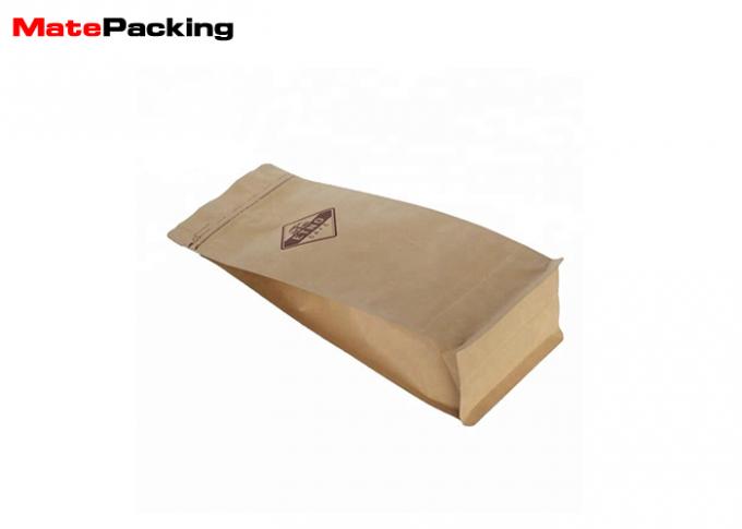 Quad Sealed Small Brown Coffee Bags , Valve Sealed Coffee Bags Side Gusset