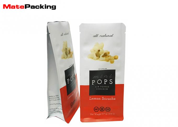 0.7 Oz Flat Bottom Pouch Aluminum Foil Bag For Popcorn Customs Design Moisture Proof