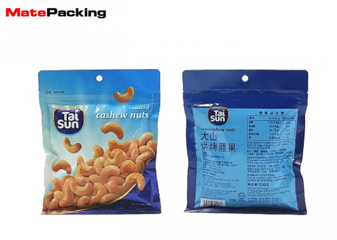 Three Side Sealed Stand Up Pouches For Food Packaging With Euro Hole Zipper