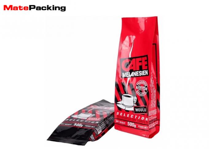 Aluminum Foil Laminated Side Gusset Bag Coffee Pouch With Valve Tin Tie Custom Printing