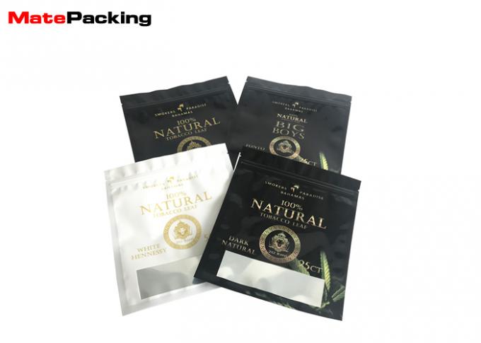 Tobacco Plastic Zipper Pouch Digital Flat Printing Three Side Seal With Window