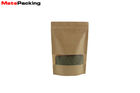 Custom Printing Reusable Kraft Paper Food Bags Zip Lock Stand Up Pouch With Clear Window