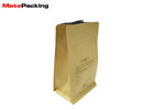 Custom Printed Stand Up Paper Bags , Food Packaging Flat Bottom Kraft Paper Ziplock Bag