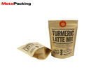 Gravure Printing Kraft Paper Food Bags Stand Up Pouches Foil Lined With Zipper Lock