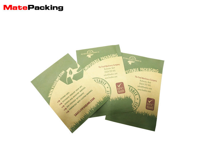 China 100% Biodegradable Kraft Paper Food Bags 0.12mm Thickness For Coffee / Snack factory