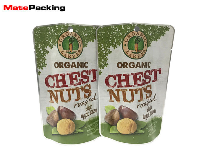 China High Barrier Food Sealable Foil Pouches , Chestnut Foil Stand Up Pouches Resealable factory