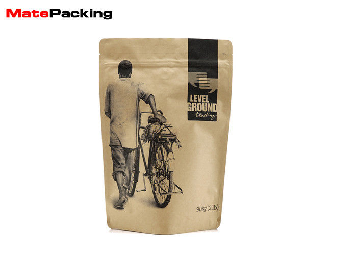 China Custom Printed Ziplock Kraft Stand Up Pouches , Kraft Ziplock Bags Food Packaging factory