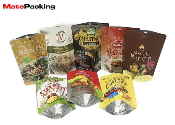 China Gravure Vivid Printing Resealable Foil Pouch , Plain Stand Up Pouches For Chest Nuts Fruit Smell Proof 200g factory