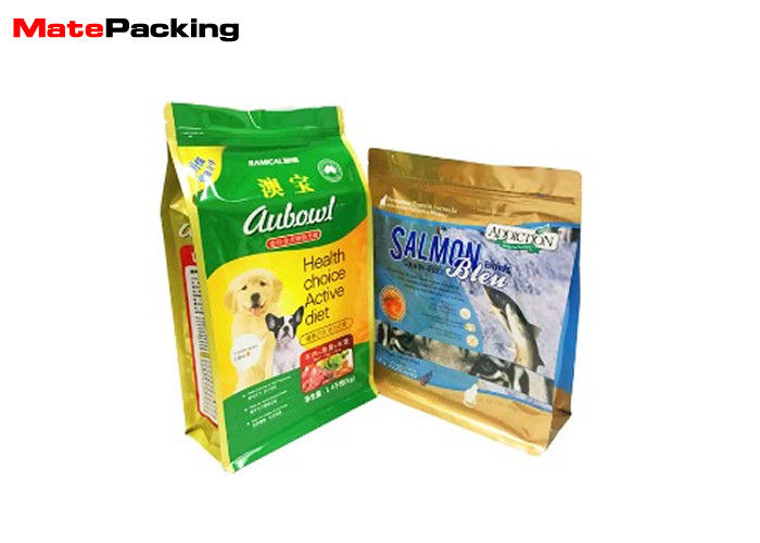 China Pet Food Flat Bottom Aluminum Foil Bag Customs Design Moisture Proof Zipper Top factory