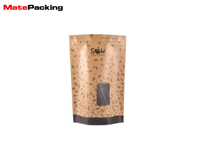 China Dry Food Package Kraft Paper Food Bags Aluminum Inside Stand Up Pouch Ziplock factory