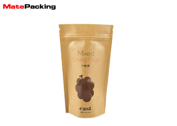 China Ziplock Kraft Paper Food Bags Custom Printed Eco Friendly With Window factory