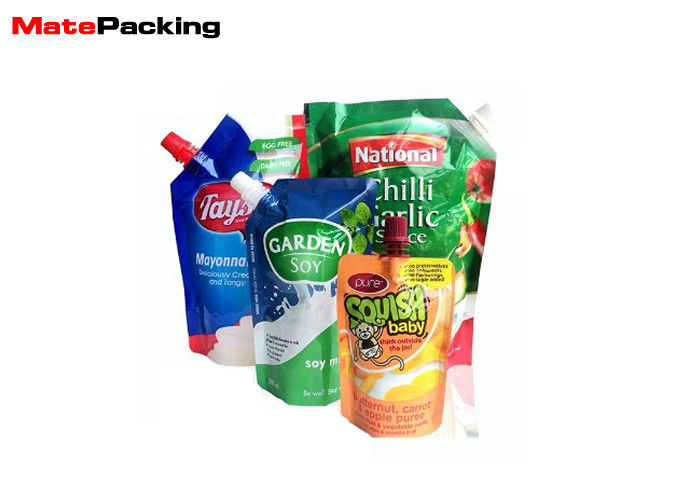 China High Barrier Plastic Beverage Pouches , Stand Up Spout Kids Drink Pouches factory