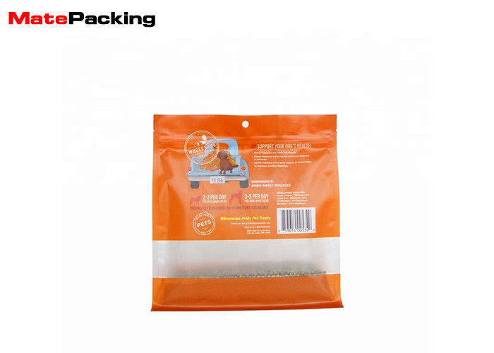 China Flat Bottom Pet Food Packaging Bags Zipper Top Clear Window Customized Logo For Pet factory