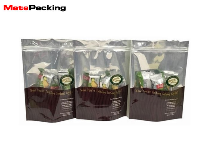 Food Grade Zipper Clear Food Pouches , Clear Plastic Stand Up Pouches For Candy