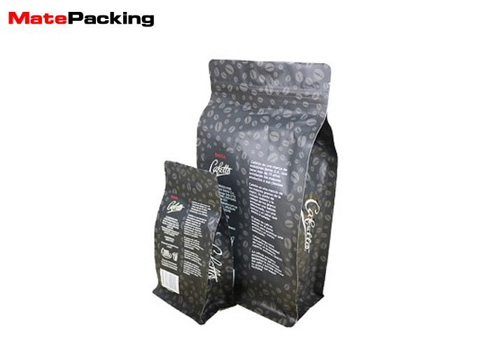 Food Grade Stand Up Coffee Pouches , Flat Bottom Zipper Printed Foil Pouches For Coffee Tea