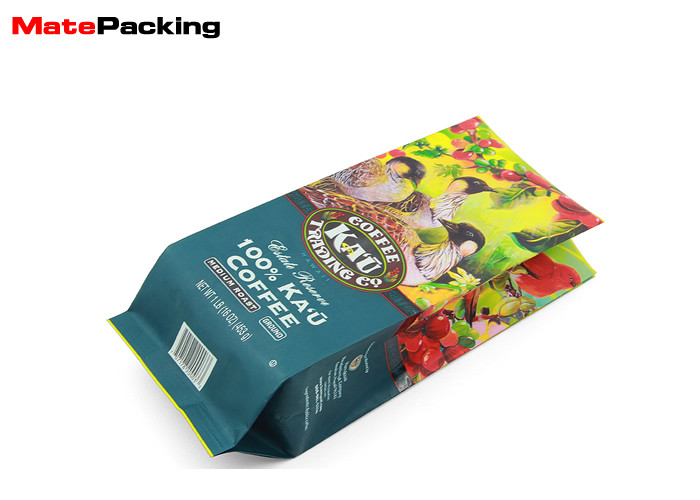 Colorful Printing Custom Coffee Bean Bags , Kraft Paper Coffee Bean Packaging Bags