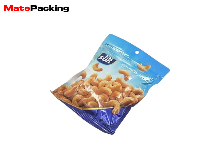 Three Side Sealed Stand Up Pouches For Food Packaging With Euro Hole Zipper