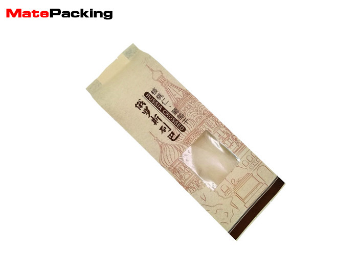 Heat Sealed Kraft Stand Up Pouches With Window Custom Printing For Dry Food