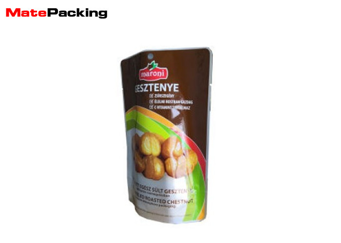 Stand Up Food Packaging Pouches , Microwaveable Resealable Food Pouches With Top Euro Hole