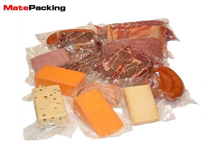 Three Side Seal Vacuum Seal Food Bags Transparent For Meat / Sausage Packaging BRC Standard