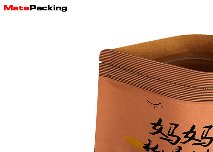150g ODM Food Packaging Pouches , Customized Brown Stand Up Paper Bags Durable