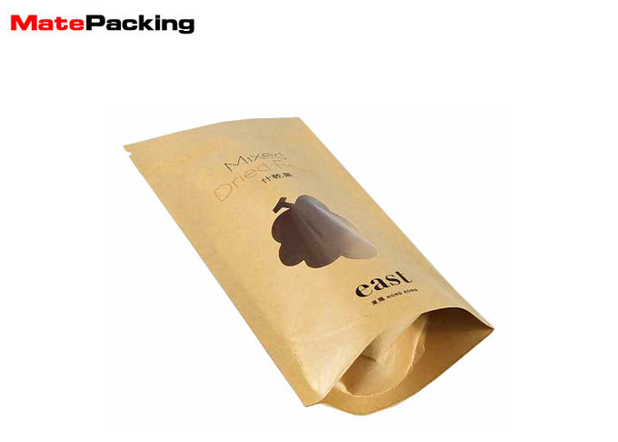 Ziplock Kraft Paper Food Bags Custom Printed Eco Friendly With Window