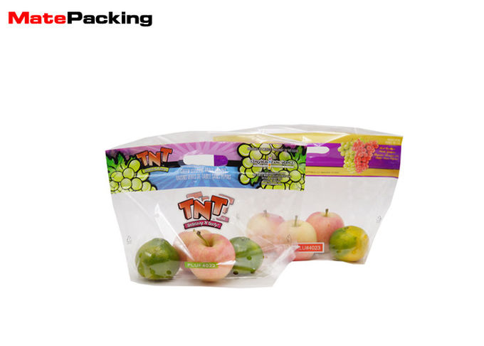 Custom Shape Fresh Vegetable Plastic Packaging Bags With Zip Lock / Hang Hole