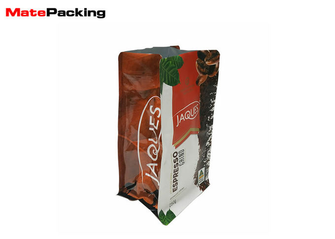 Coffee Resealable Food Pouches , Aluminum Foil Flat Bottom Zipper Pouch