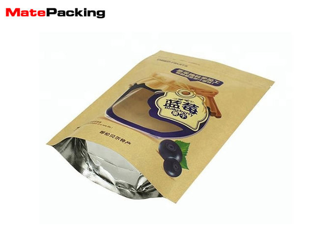 Aluminum Foil Kraft Paper Food Bags Stand Up Zipper Lock Customs Size Gravure Printing