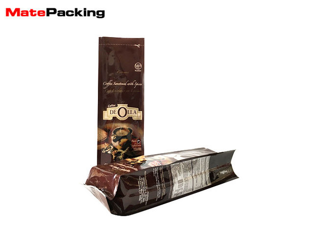 12oz Aluminum Foil Gusset Side Pouch Bag Glossy Printing No Leak For Coffee Package